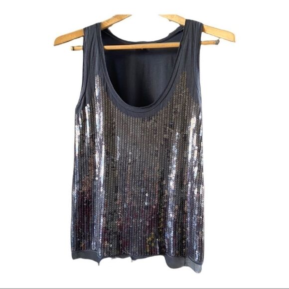 J. Crew Midnight Blue Tissue Sequin Panel Tank XS - Picture 1 of 8